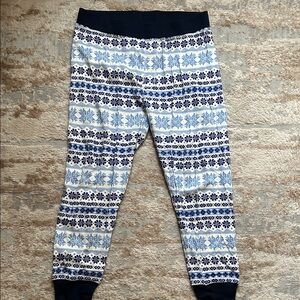 J. Crew Men’s Blue and White Patterned Pajama Joggers - Size Large